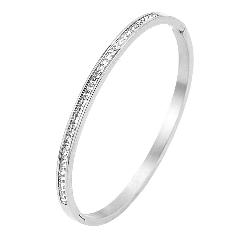 Stylish Simple Titanium Steel Full Diamond Bracelet