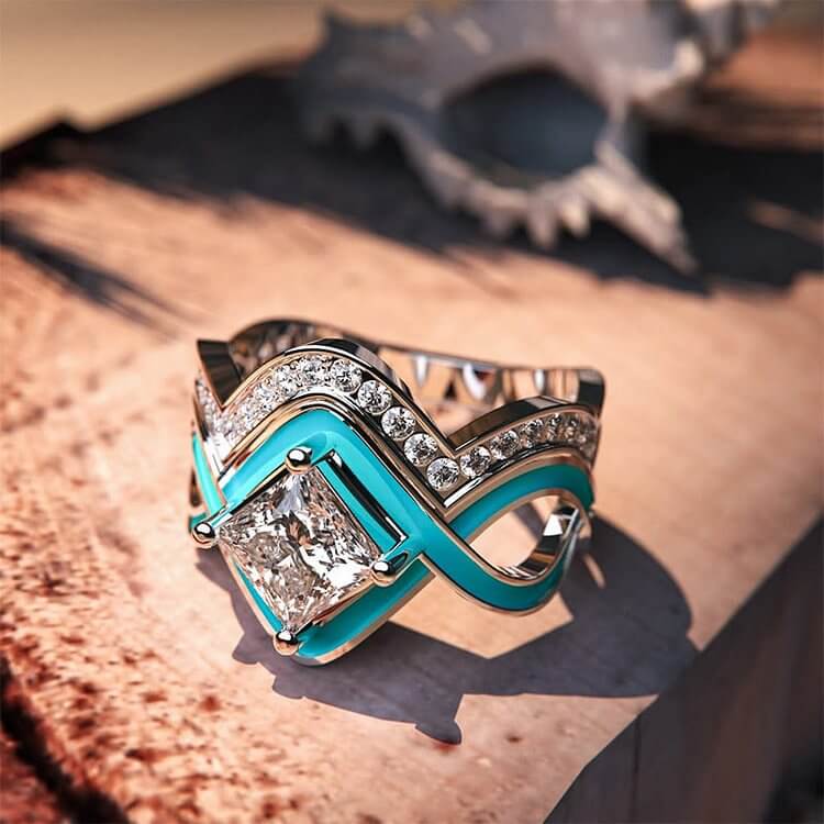 Turquoise Ocean Wave Ring