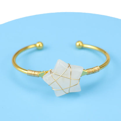 Gold Wire Wrapped Star Shape Gemstone Bracelet