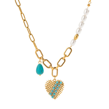 18K Turquoise Pendant Light Luxury Necklace