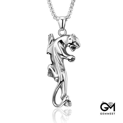 Men's Titanium Steel Cheetah Pendant Necklace