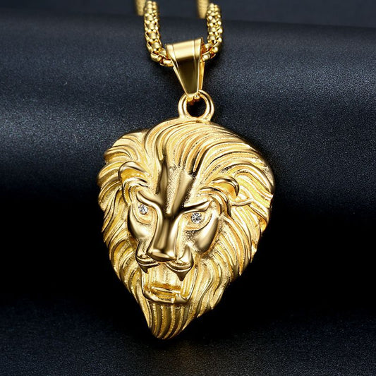 HIPHOP Jewelry Gold-plated Zircon Lion Head Pendant