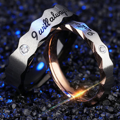 "I will always be with you" - Lettering Couple Ring