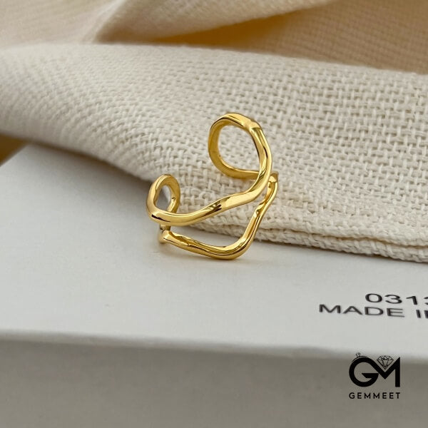 S925 Sterling Silver Double Wave Ring