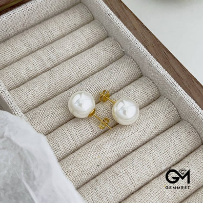 White Simple Design Exquisite 12MM Pearl Earrings