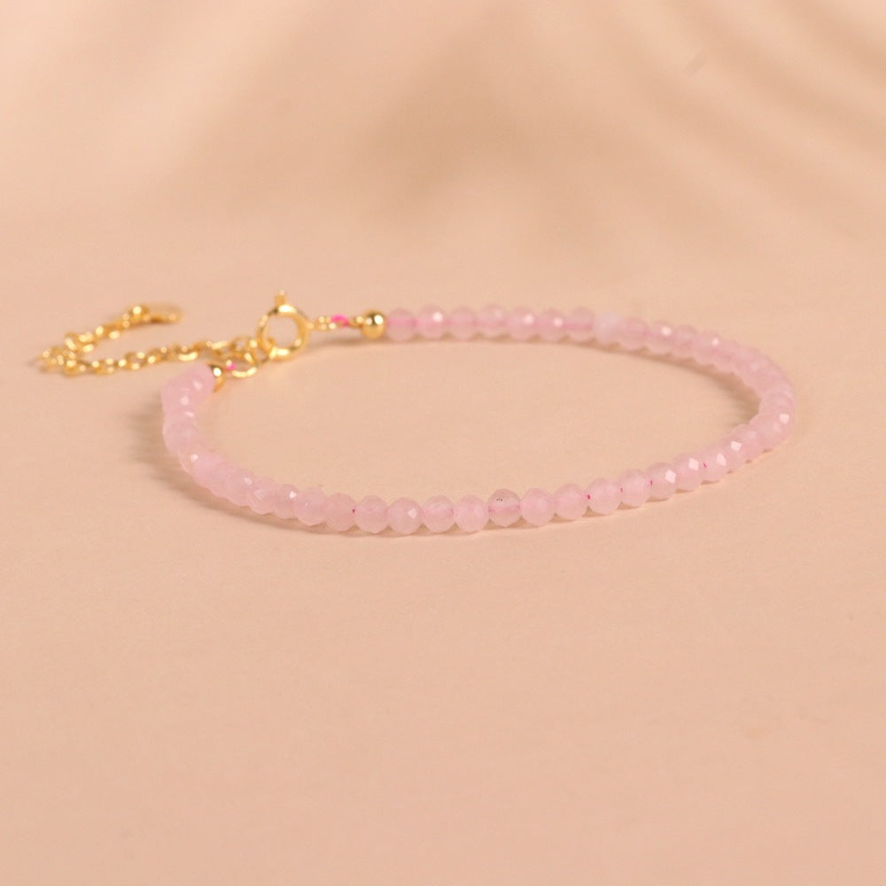 Pink Crystal Peach Blossom Transfer Bead Bracelet