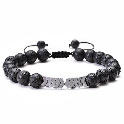 Lava Stone Colorful Magnetite Mens Bracelet