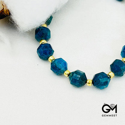 Vintage Cut Bead  Blue Apatite Bracelet