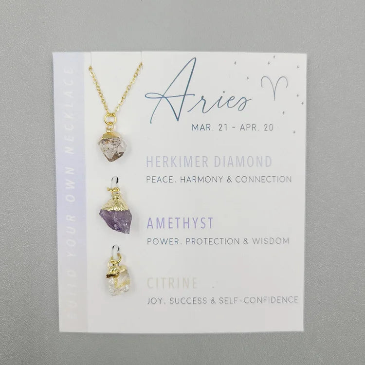 Zodiac Raw Crystal Set Pendants Necklace