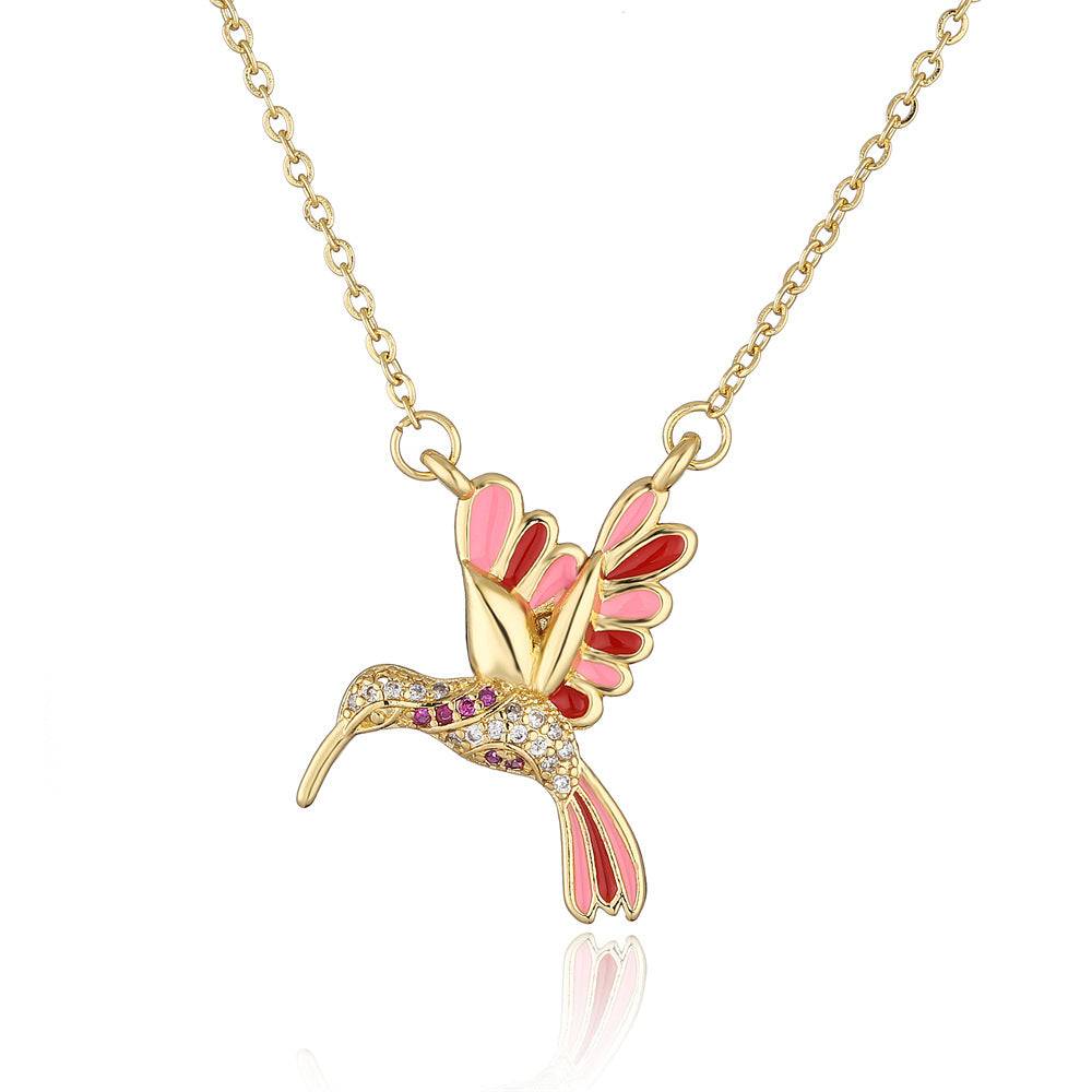 Cute Full Stones Bird Shape Pendant Necklace