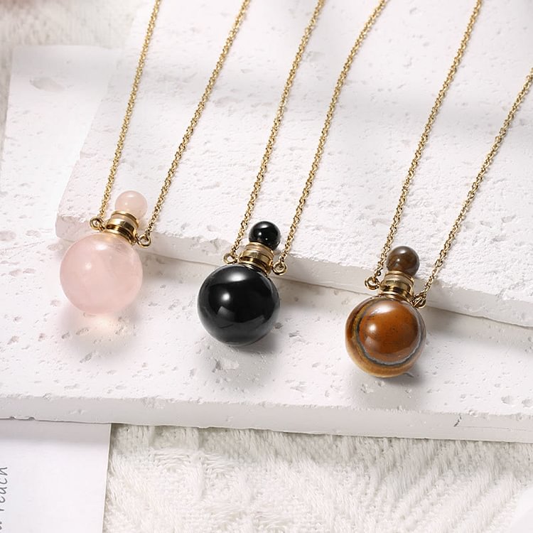 Round Stone Perfume Bottle Pendant Pendants Necklace