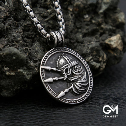 Vintage Titanium Steel Archery Pendant Necklace