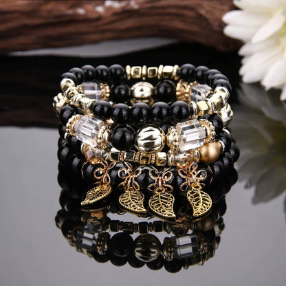 Bohemian Leaf Pendant Accessories Multilayer Bracelet Set