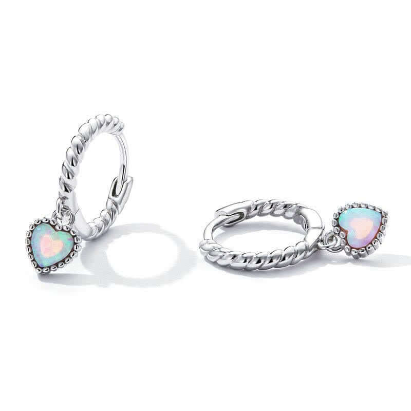 Women's Opal Heart Vintage Twist Earrings