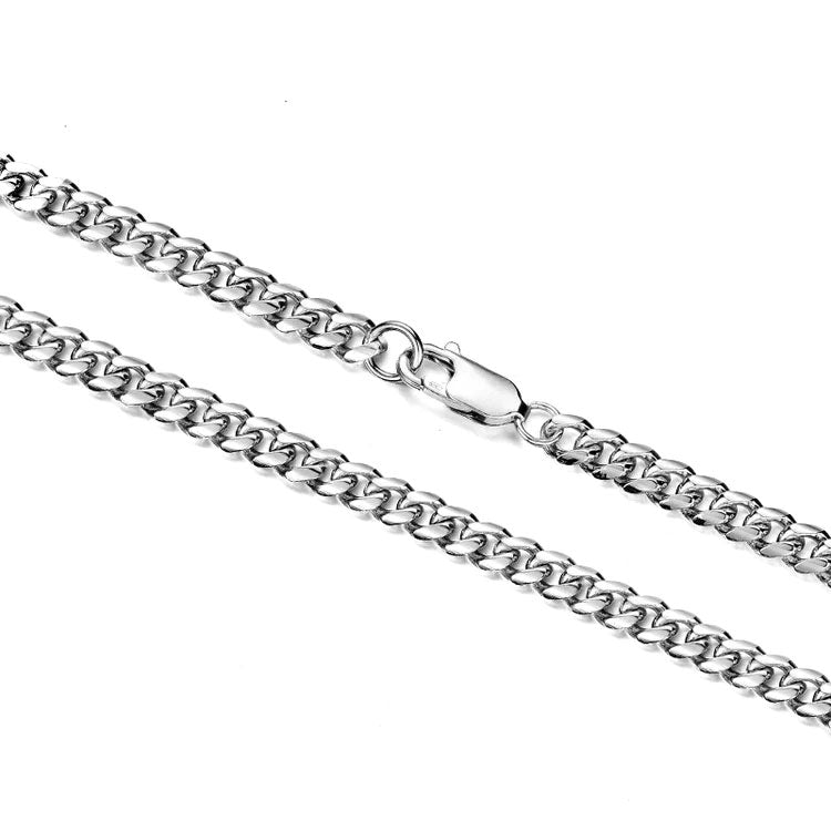 Sterling Silver High Street Hip Hop Cuban Chains-5MM