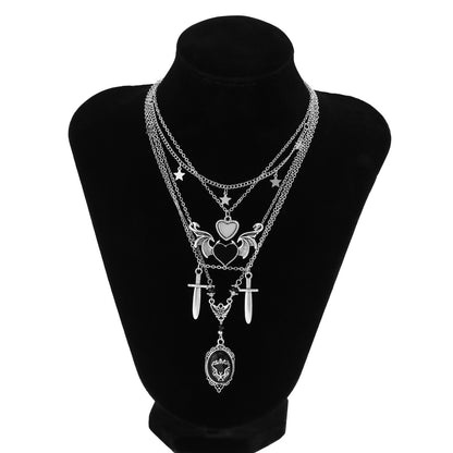 Halloween Layers Choker Black Heart Pendant Necklace