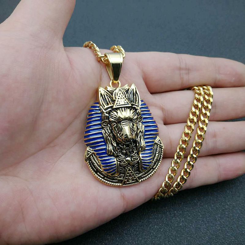 HIPHOP Jewelry Gold Plated Vintage Egyptian Anubis Pendant