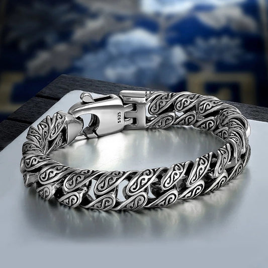 Men's Grass Pattern Hip Hop Thick Bracelet