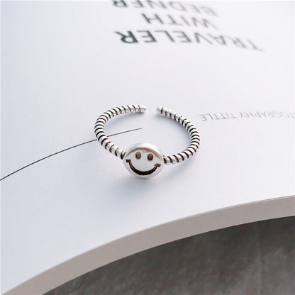 S925 Smile Face Emoji Adjustable Ring