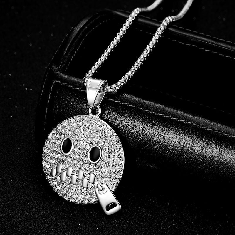 Hip Hop Gold Plated Zircon Shut Up Expression Pendant