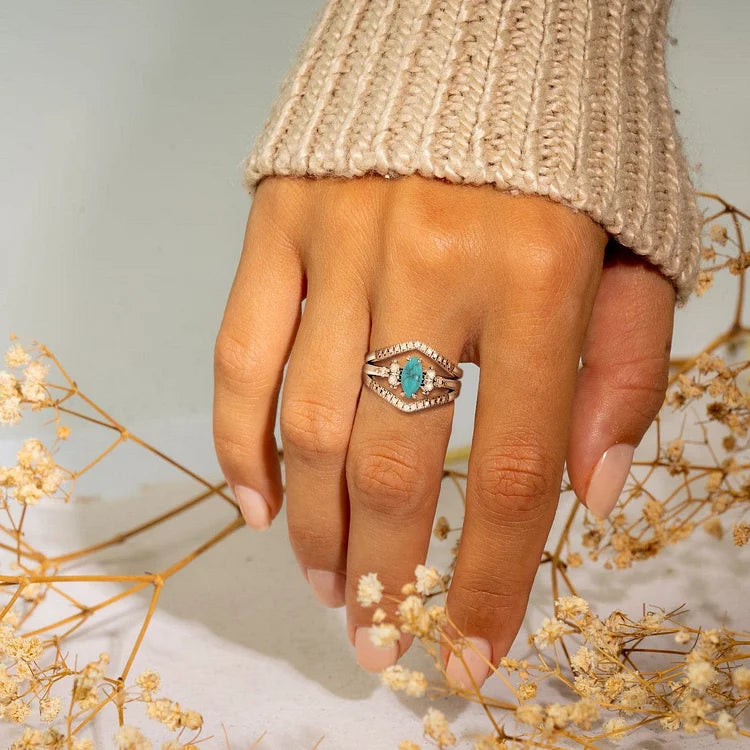 S925 Sterling Silver Turquoise Two-piece Ring