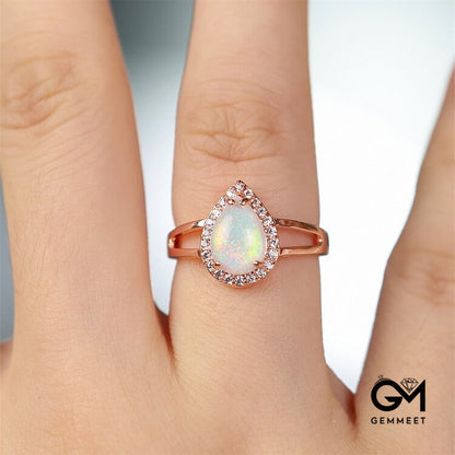 Water Drop Shaped Opal Light Luxury Ring