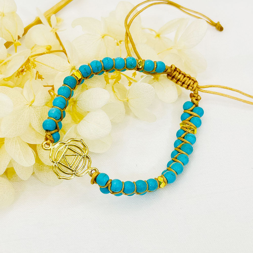 Turquoise White Double Braided Wrap Bracelet