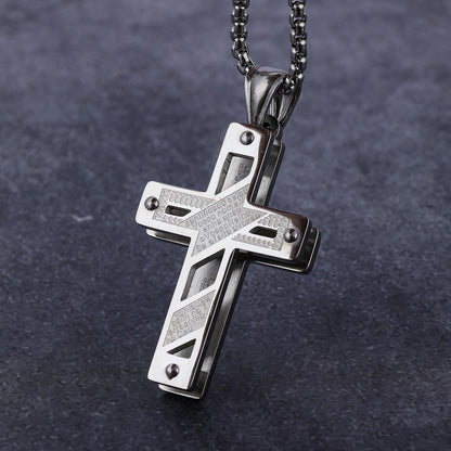 Hollow Character Character Mother Cross Stainless Steel Pendant