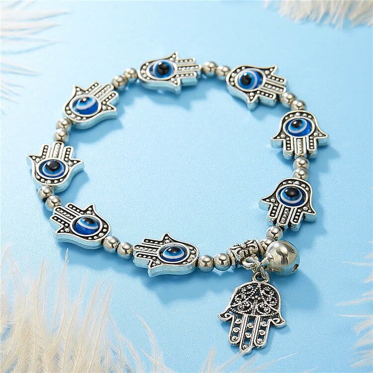 Evil Eye Hamsa Pendant Epoxy Zircon Bracelet