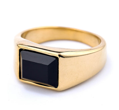 Black Gem Titanium Steel Domineering Men's Ring