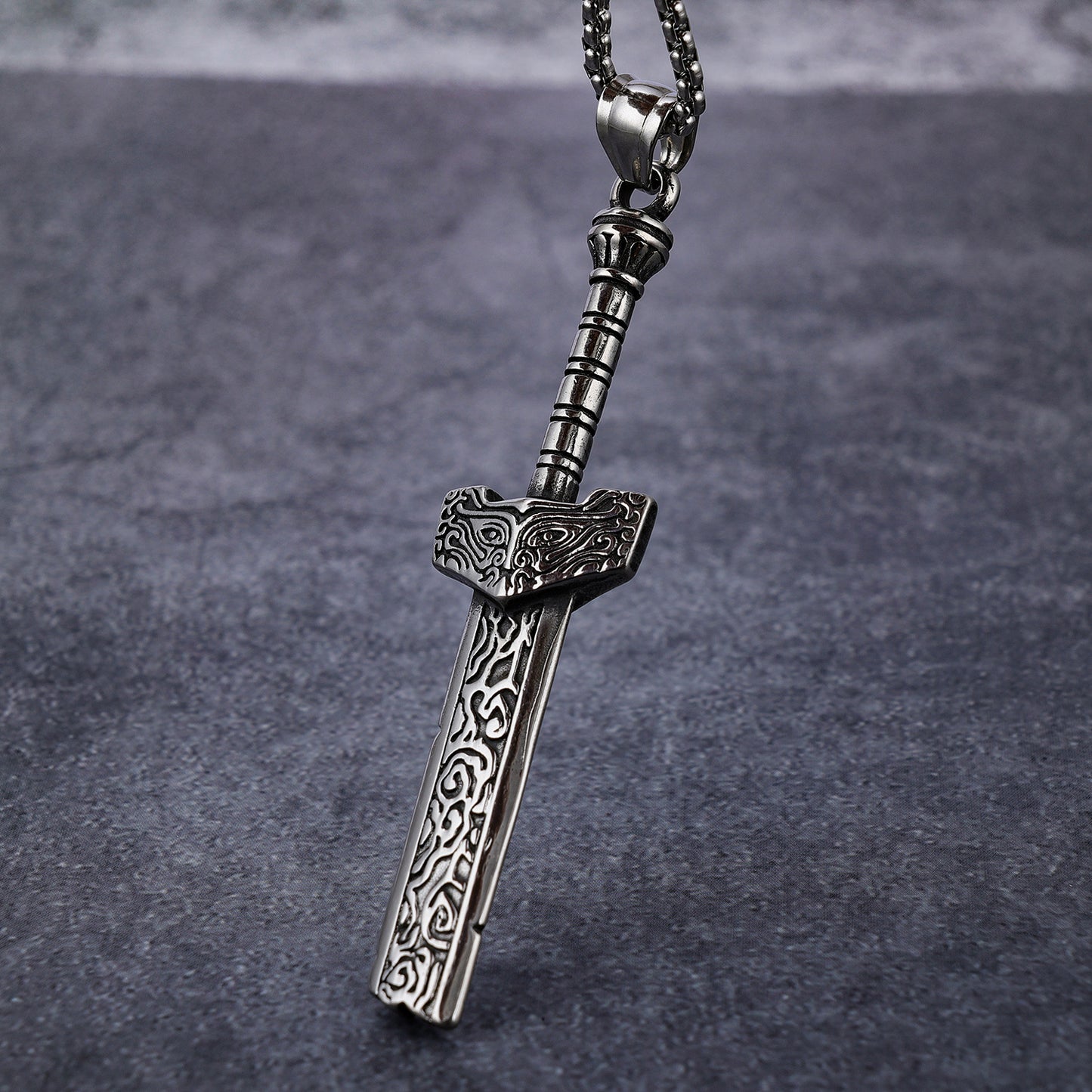 Broken Knife And Sword Shape Stainless Steel Pendant Necklace