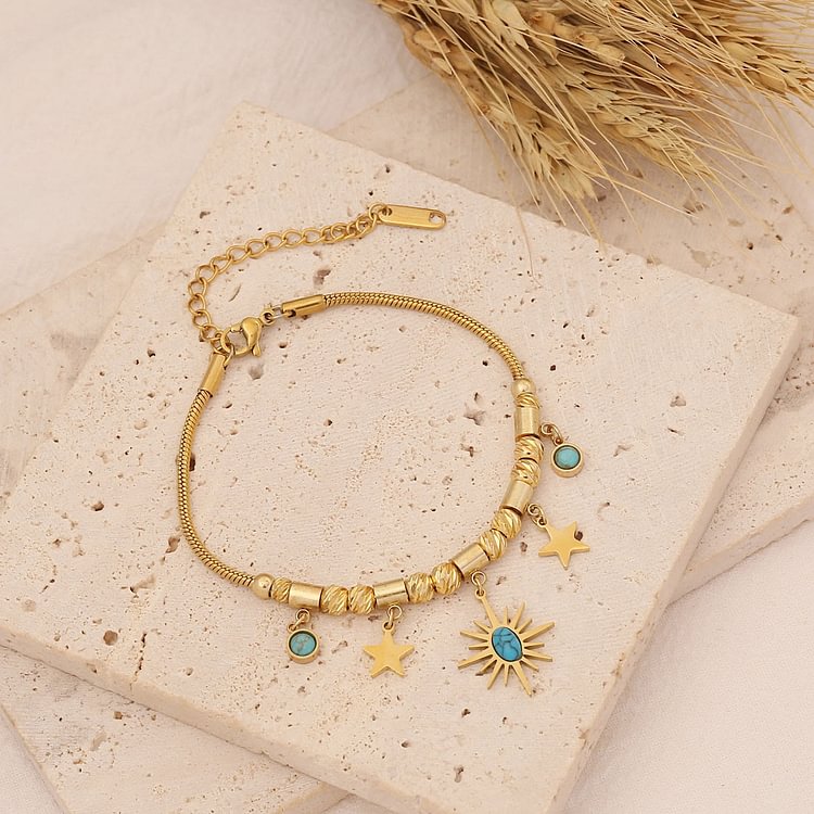 Turquoise Star Sun Pendant Necklace Bracelet Earrings