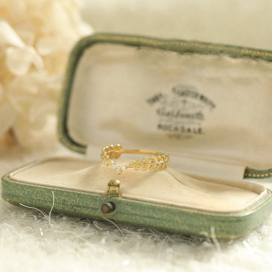 18k Gold Handmade Creative Leaf Shape Ring