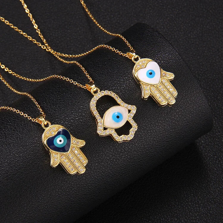 "Good Fortune" Hamsa With Evil Eye Necklace