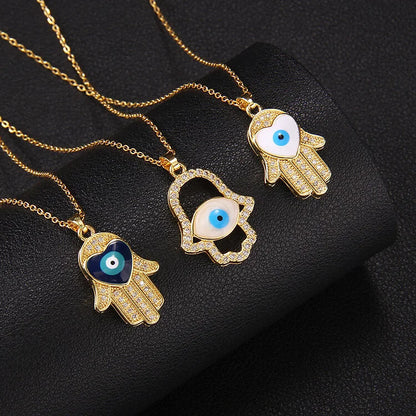 "Good Fortune" Hamsa With Evil Eye Necklace