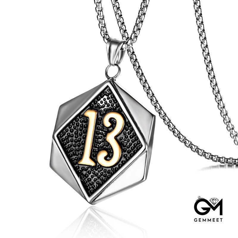 Stainless Steel Figure 13 Pendant Necklace