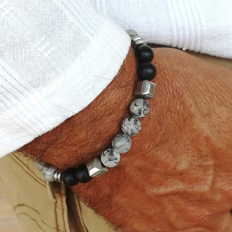 Mens Stacking Gemstone Set Bracelet