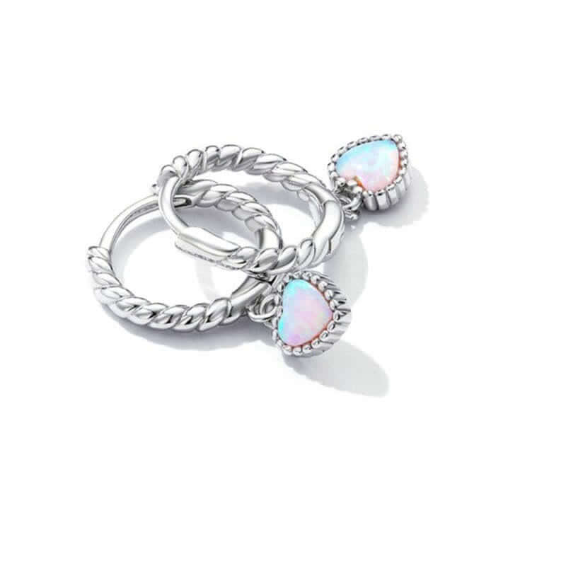 Women's Opal Heart Vintage Twist Earrings