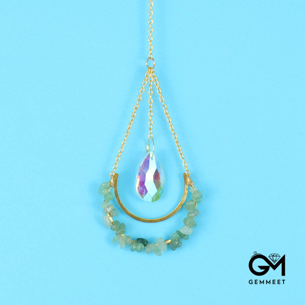 Crystal Moon Water Drop Pendant