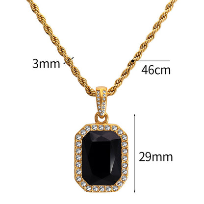 Retro Cushion Shape Stone Halo Pendant Necklace