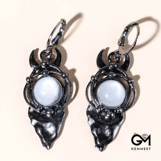 Witch Obsidian and Moonstone Earrings