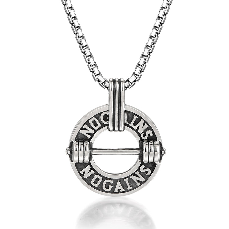 Barbell Sterling Silver Pendants Necklace