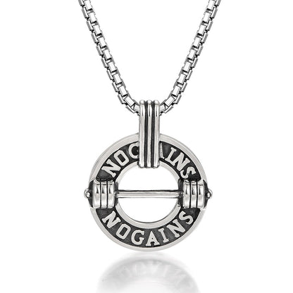 Barbell Sterling Silver Pendants Necklace