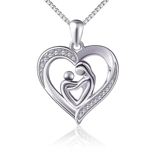 Mom Hug Baby - Hollow Heart Pendant Chain