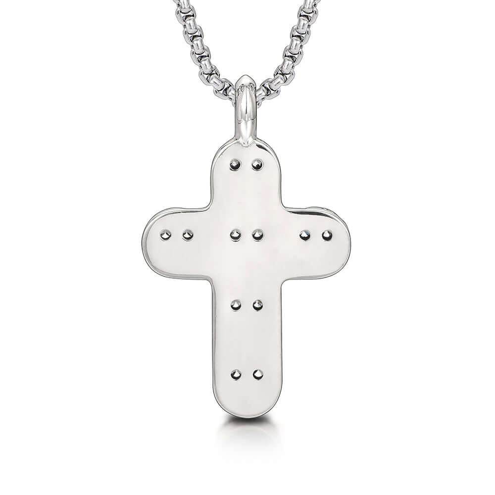 Round Smiling Face Sterling Silver Cross Pendants Necklace