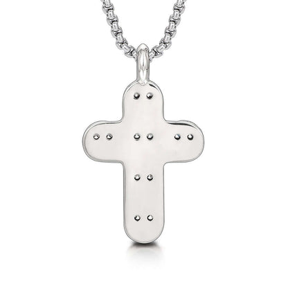 Round Smiling Face Sterling Silver Cross Pendants Necklace