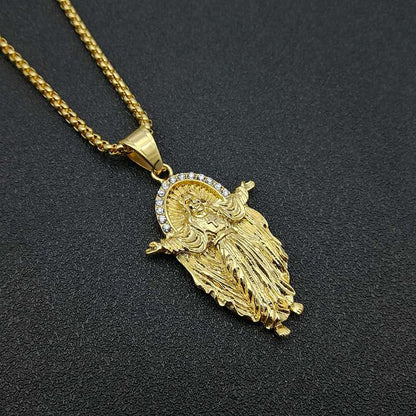 Hip Hop Jewelry Gold Plated Zirconia Jesus Pendant