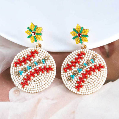 Casual Sports Style Baseball Bead Alloy Earrings