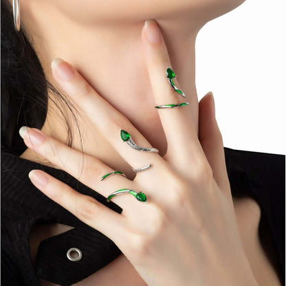 Emerald Snake Knuckle Cuff Ring