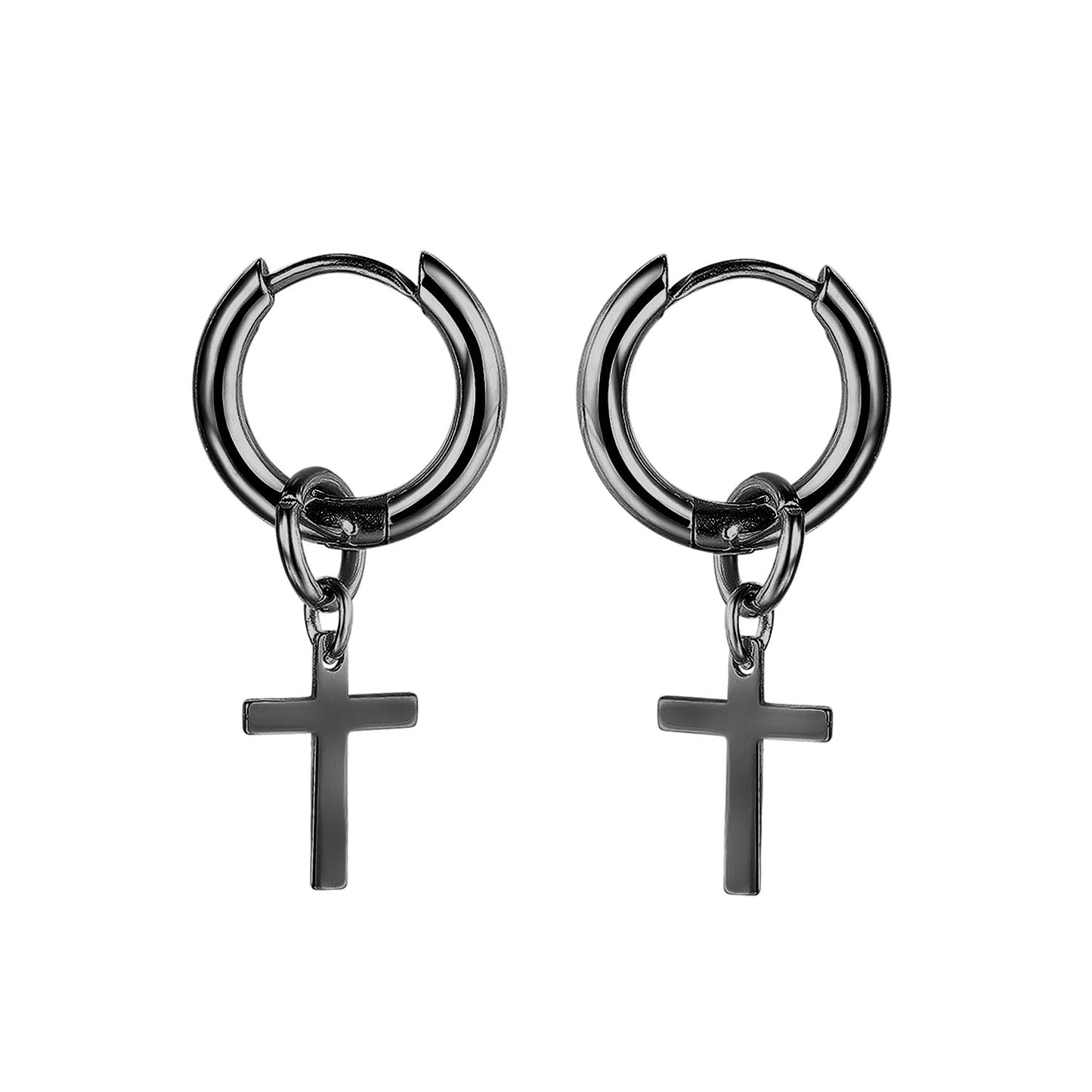 Stainless Steel Cross Pendant Dangle Earrings